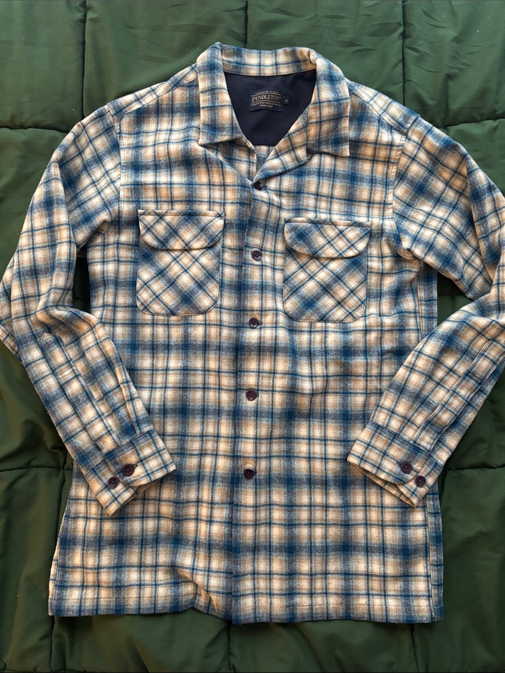 Pendleton Made For Japan Boardshirt in Blue/Tan shadow hombre plaid M/S